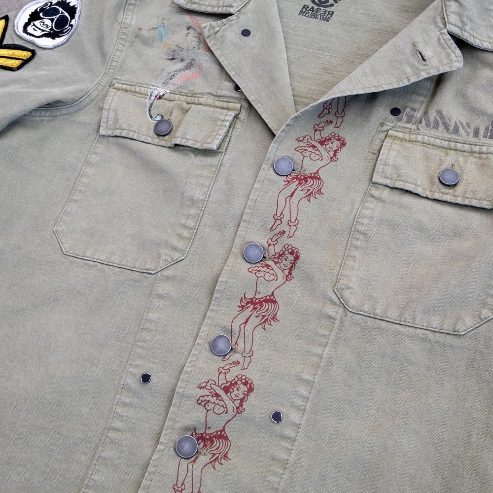 RA-RE Rag Recycle Rag Restyle Military Jacket Mens Slim L Distressed Italy - Picture 3 of 12